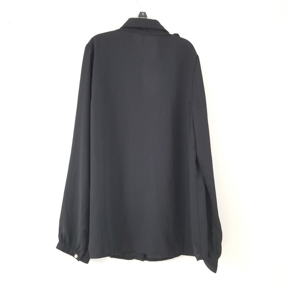 Mauve black sheer longsleeve button down blouse - Picture 6 of 8